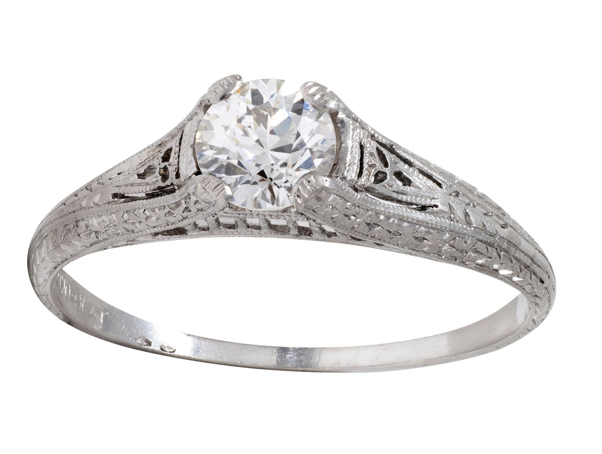 Art Deco 0.47 CT Diamond Platinum Vintage Orange Blossom Engagement Ring