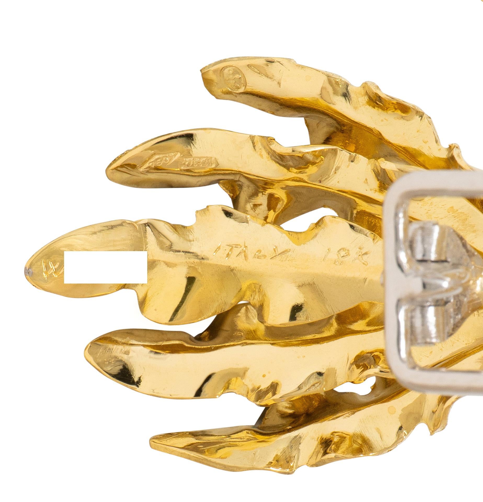 Gianmaria Buccellati 1970's 18 Karat Two-Tone Gold Vintage Oak Branch Brooch
