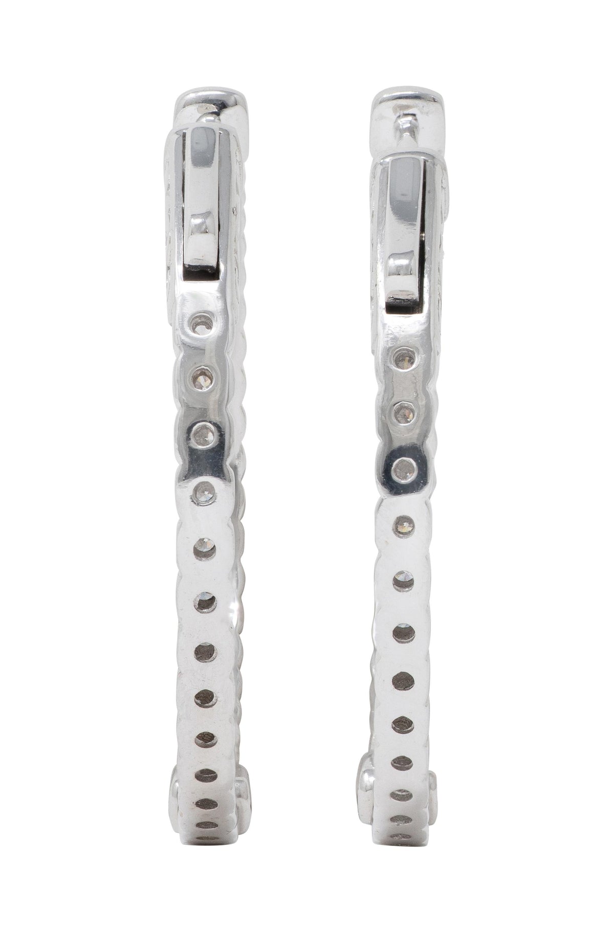 Contemporary 1.50 Carats Diamond 14K Gold Inside Outside 30 MM Hoop Earrings