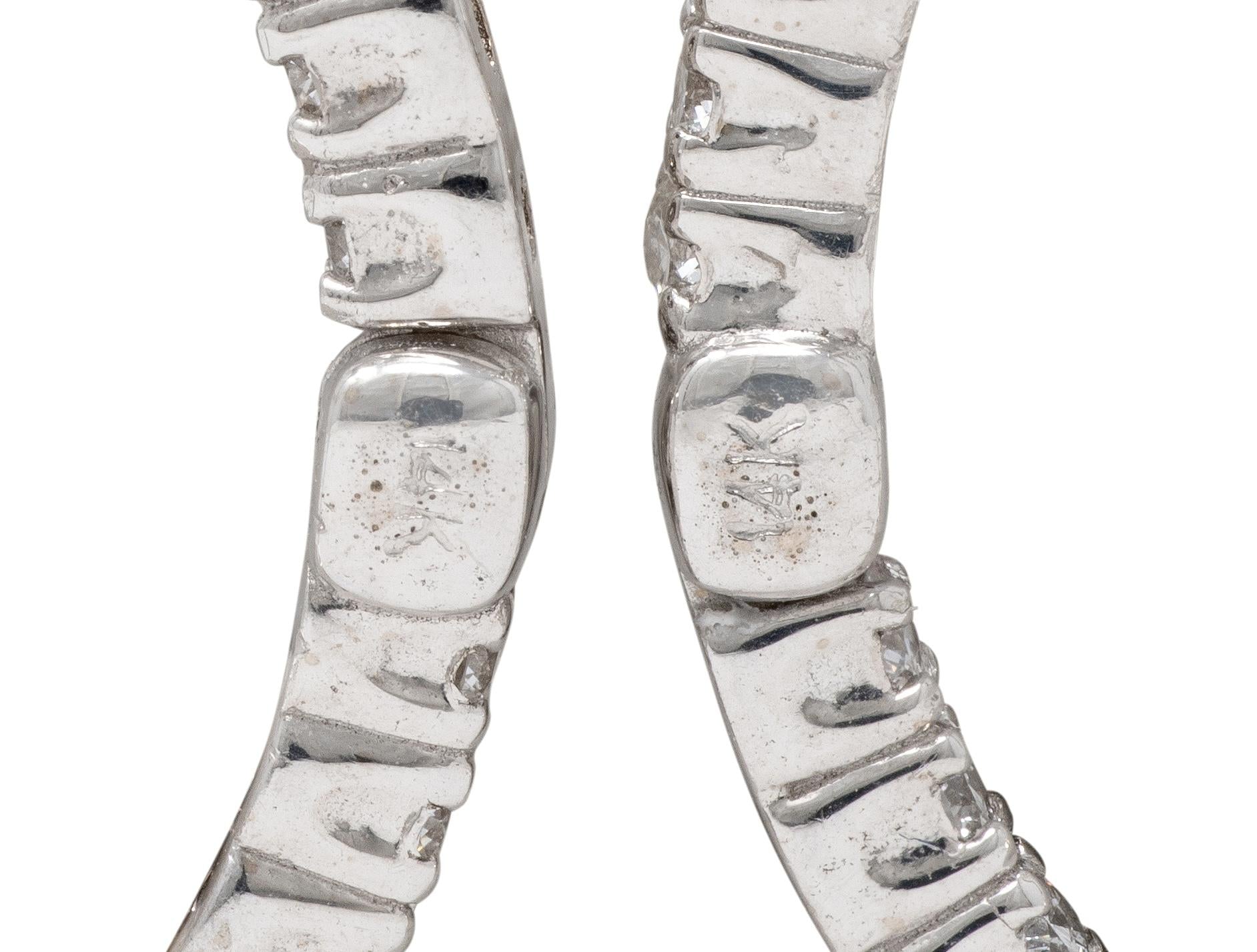 Contemporary 1.50 CTW Diamond 14 Karat White Gold 30 MM Hoop Earrings