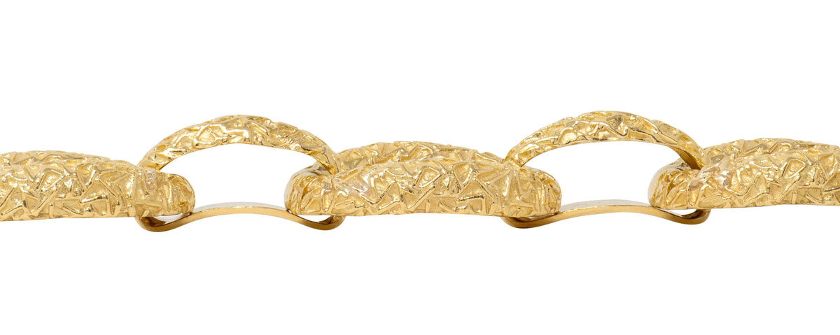 Van Cleef & Arpels 1970's 18 Karat Yellow Gold Vintage Textured Link Bracelet