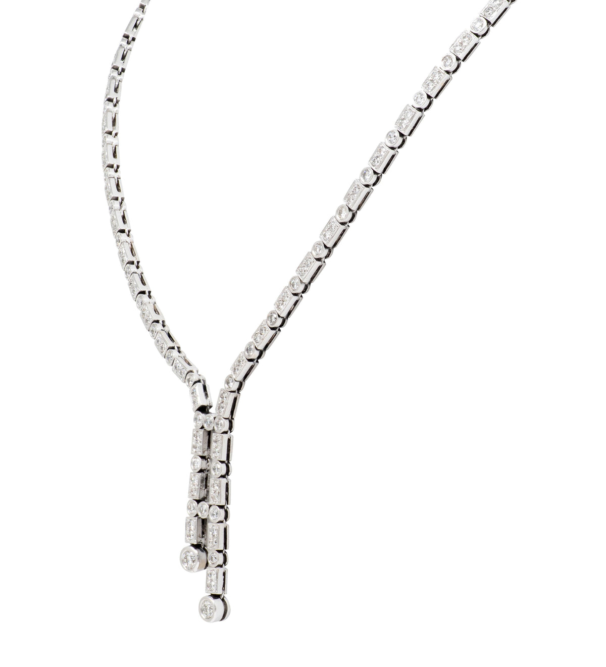 2000's Diamond 18 Karat White Gold Contemporary Lariat Necklace