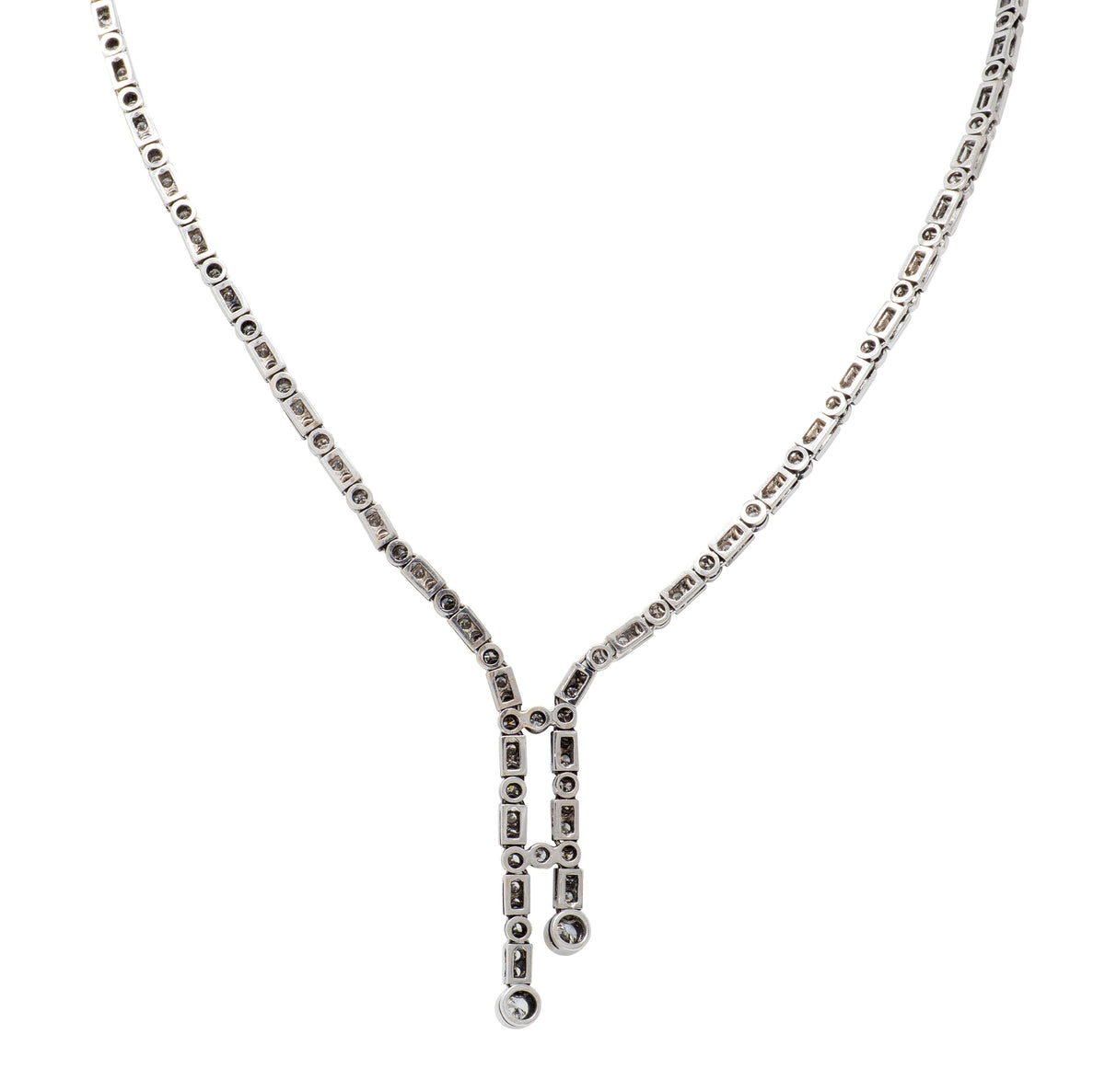 2000's Diamond 18 Karat White Gold Contemporary Lariat Necklace