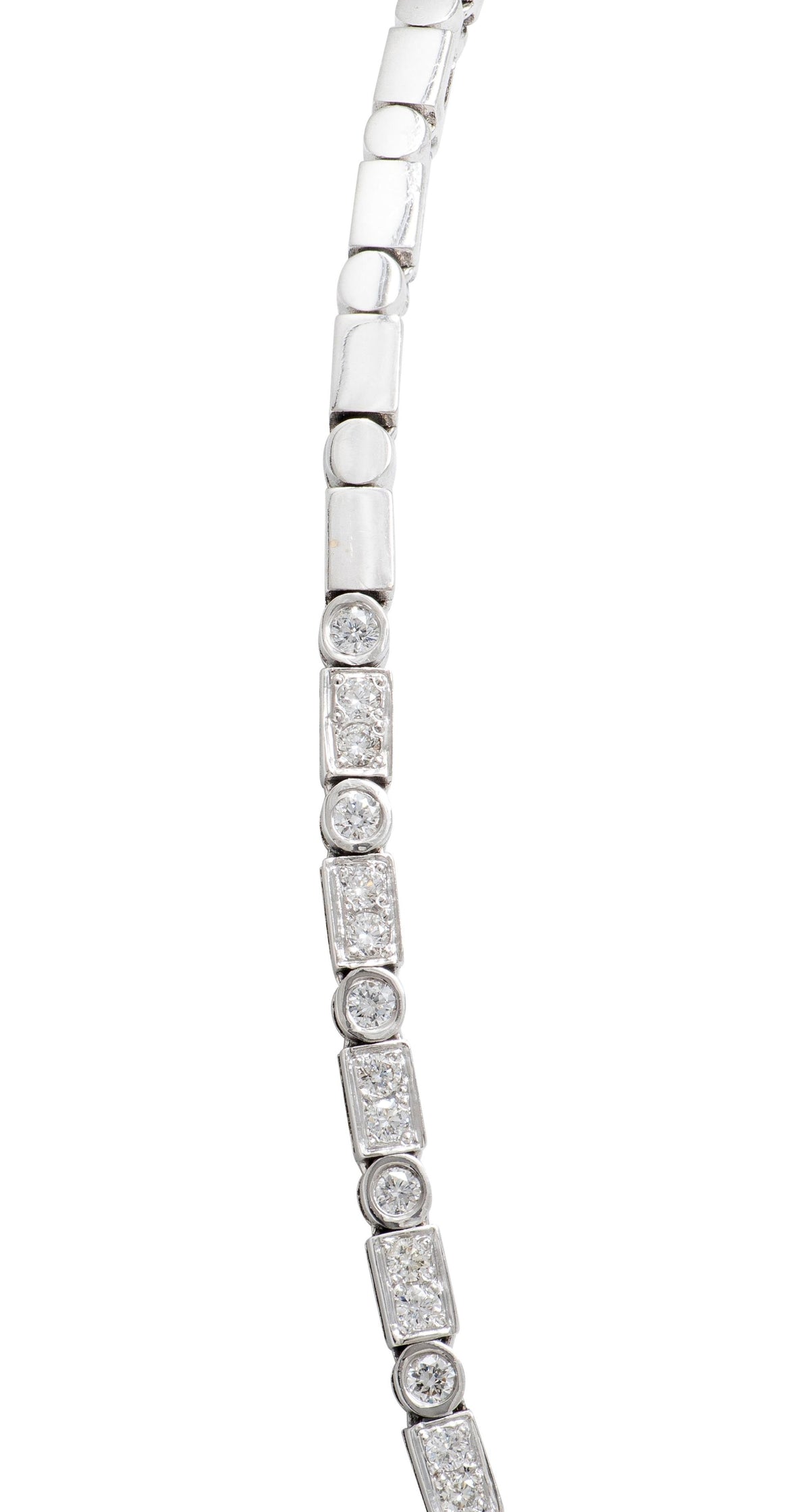 2000's Diamond 18 Karat White Gold Contemporary Lariat Necklace