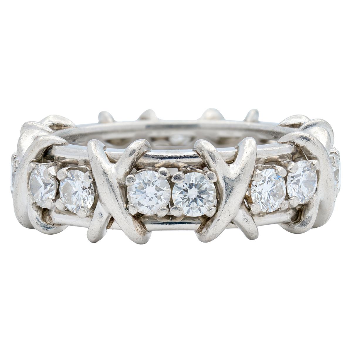 Tiffany & Co. Schlumberger  Diamond Platinum Vintage Sixteen Stone Band Ring