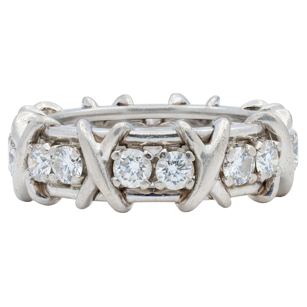 Tiffany & Co. Schlumberger  Diamond Platinum Vintage Sixteen Stone Band Ring