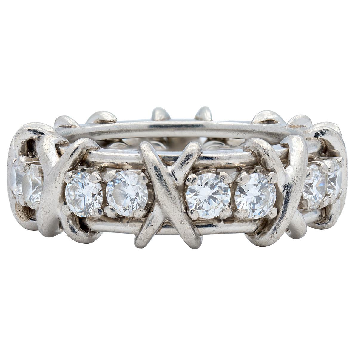 Tiffany & Co. Schlumberger  Diamond Platinum Vintage Sixteen Stone Band Ring