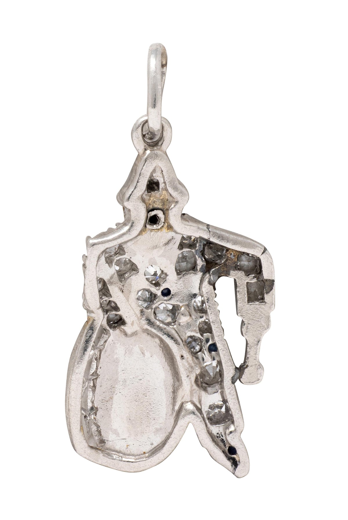 Art Deco Diamond Enamel Sapphire Platinum Vintage Pagliacci Drummer Charm