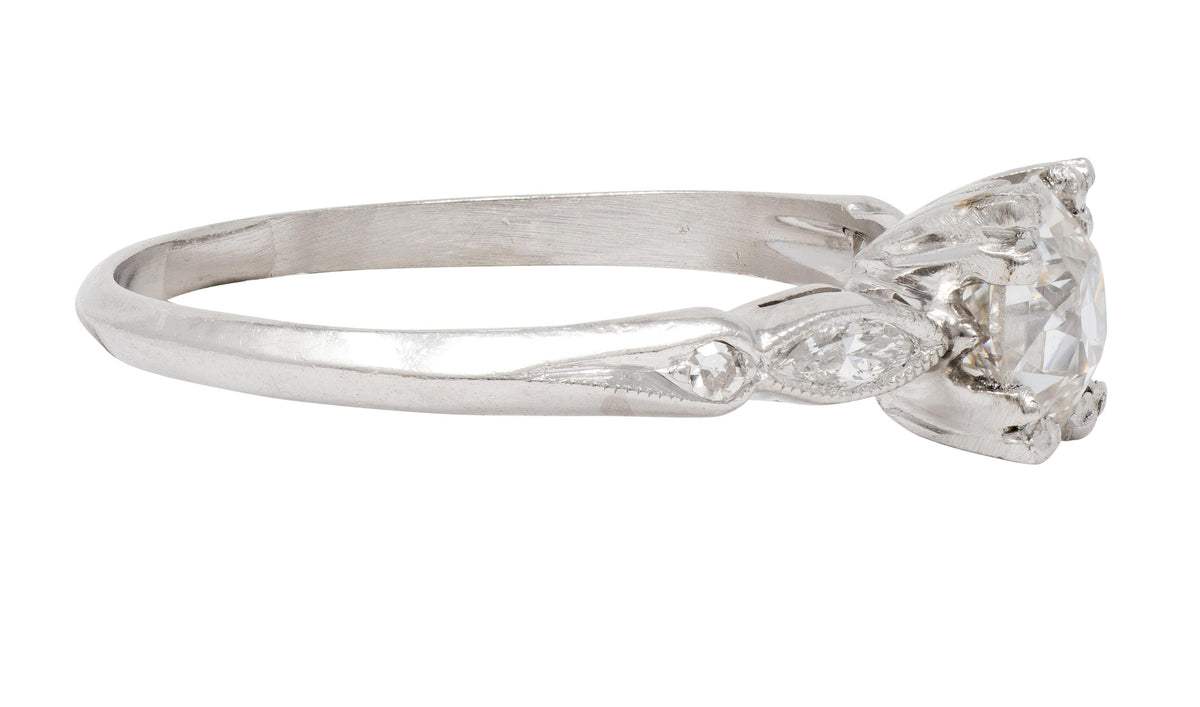 Bristol Co. Retro 1.27 CTW Old European Diamond Platinum Vintage Engagement Ring