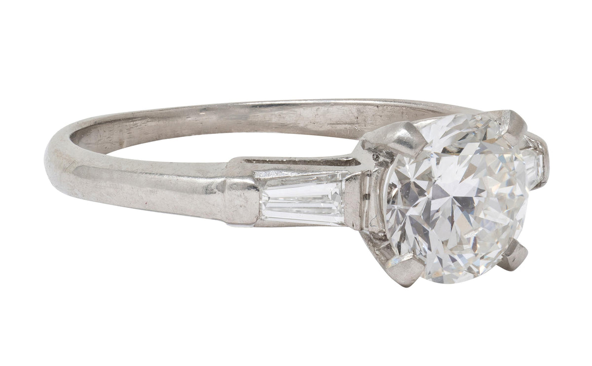Mid-Century 1.50 CTW Transitional Cut Diamond Platinum Vintage Engagement Ring