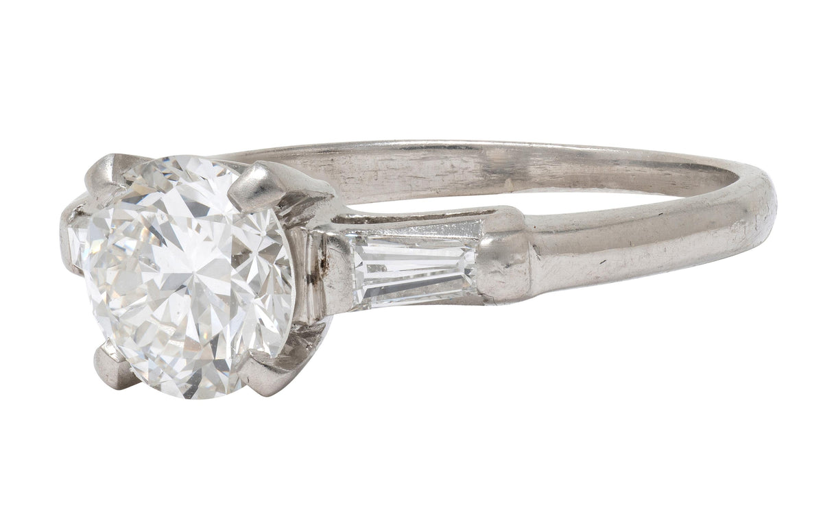 Mid-Century 1.50 CTW Transitional Cut Diamond Platinum Vintage Engagement Ring