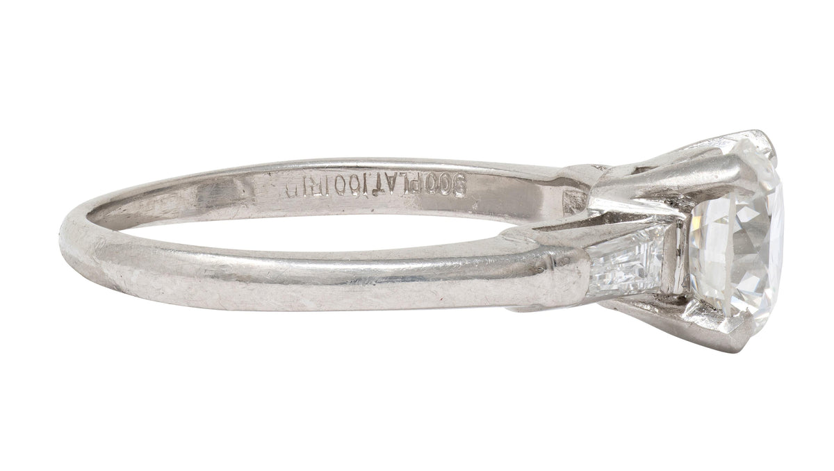 Mid-Century 1.50 CTW Transitional Cut Diamond Platinum Vintage Engagement Ring