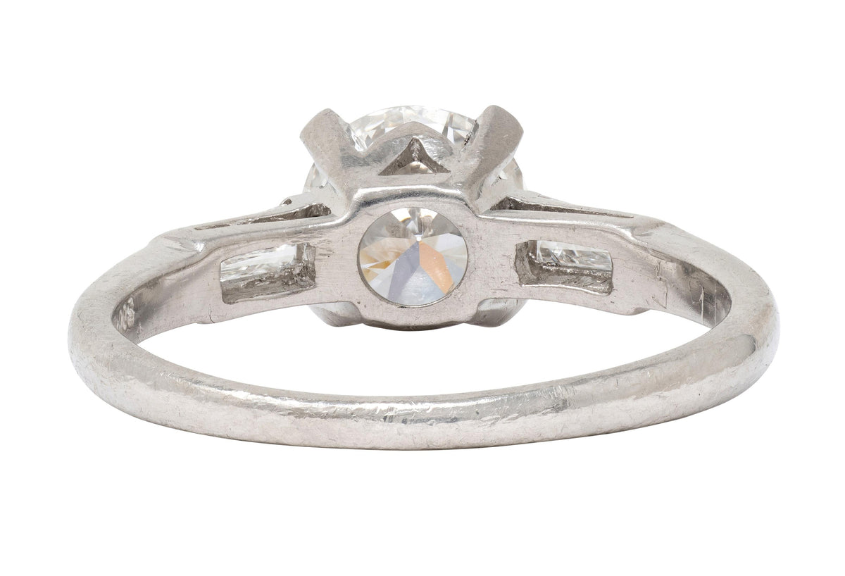 Mid-Century 1.50 CTW Transitional Cut Diamond Platinum Vintage Engagement Ring