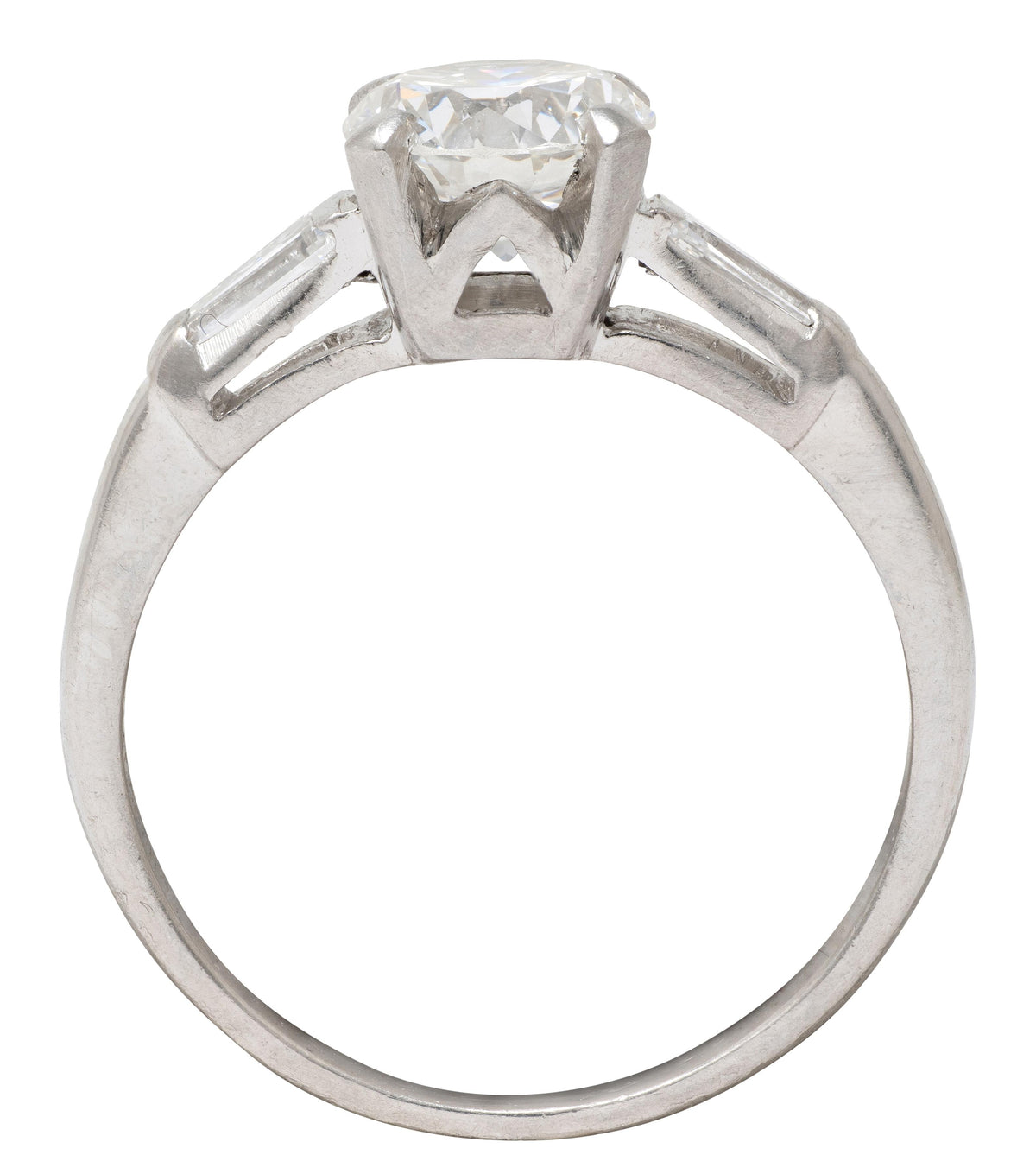 Mid-Century 1.50 CTW Transitional Cut Diamond Platinum Vintage Engagement Ring