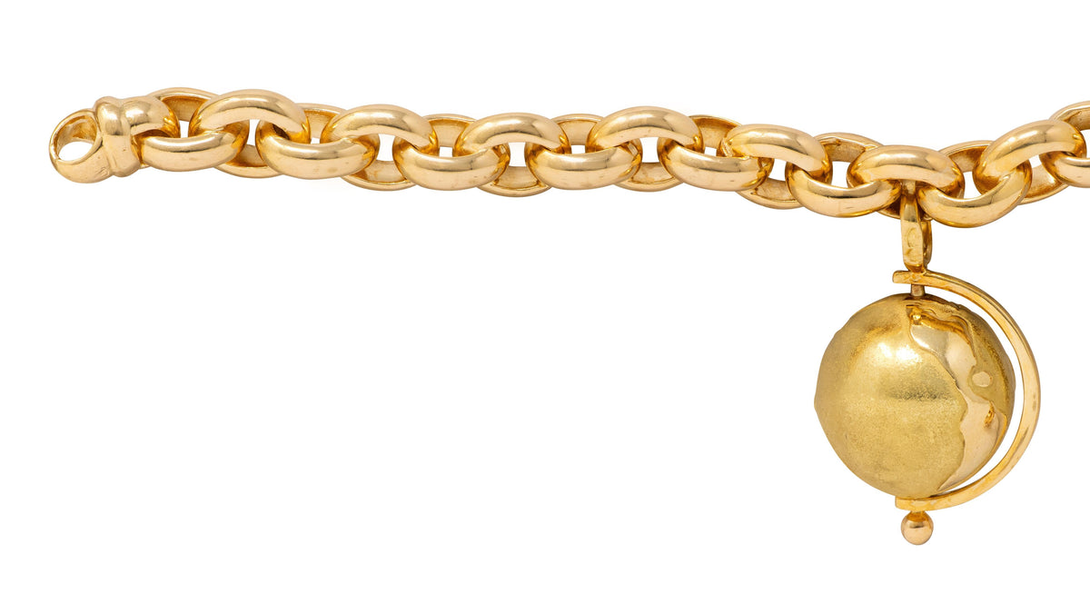 Van Cleef & Arpels French 1990's Globe Cable Link Charm Bracelet