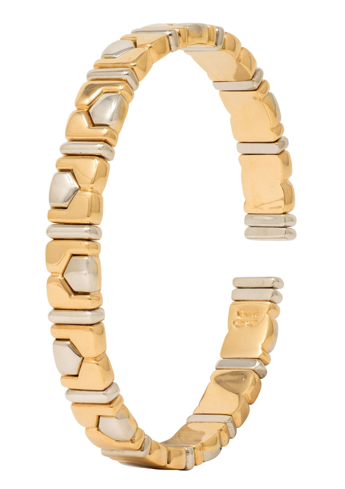 Bulgari 18 Karat Two-Tone Yellow White Gold Vintage Alveare Cuff Bracelet