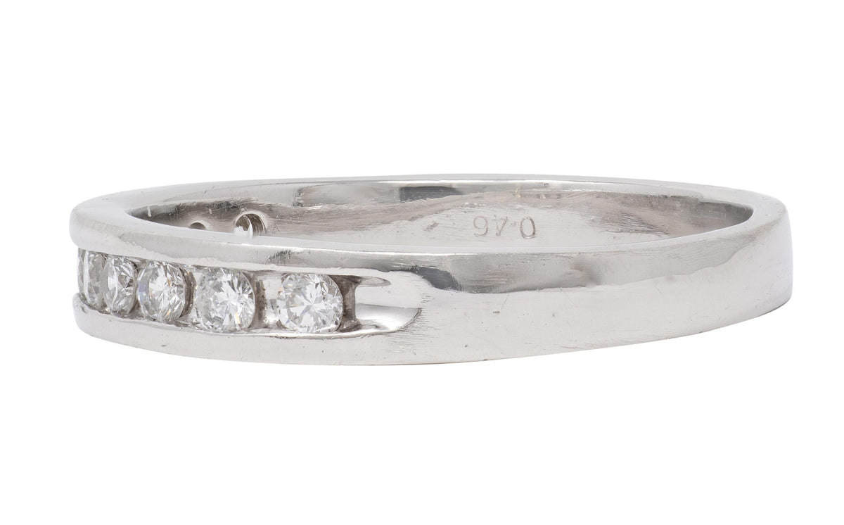 Contemporary Round Brilliant Cut Diamond Platinum Channel Band Ring
