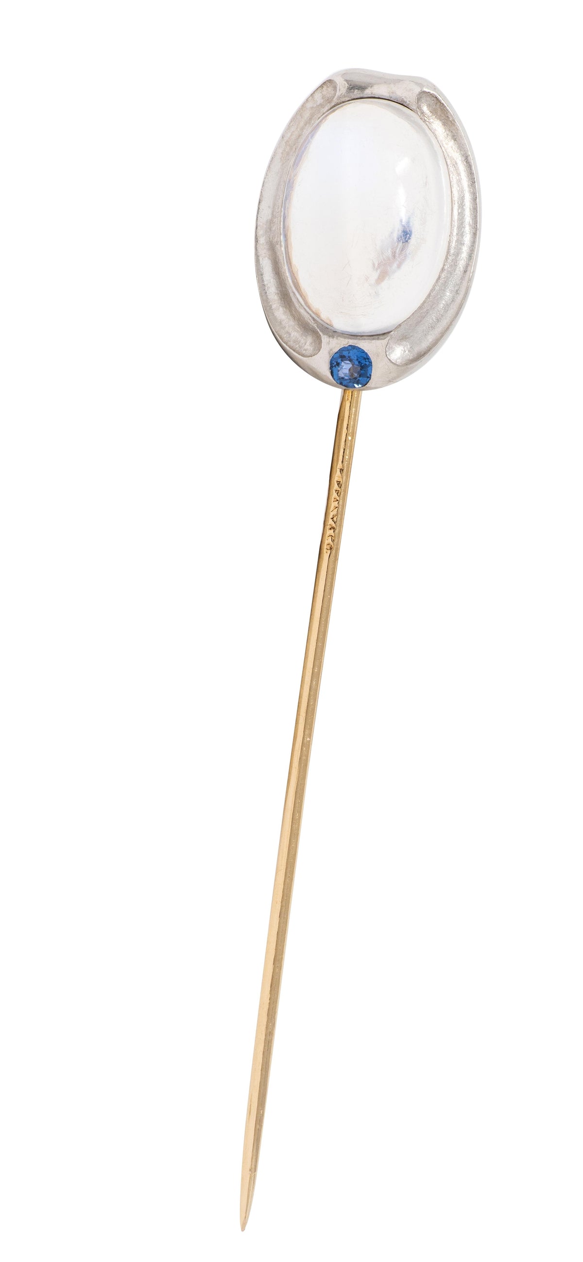 Louis Comfort Tiffany & Co. Nouveau Moonstone 14K Gold Platinum Antique Stickpin