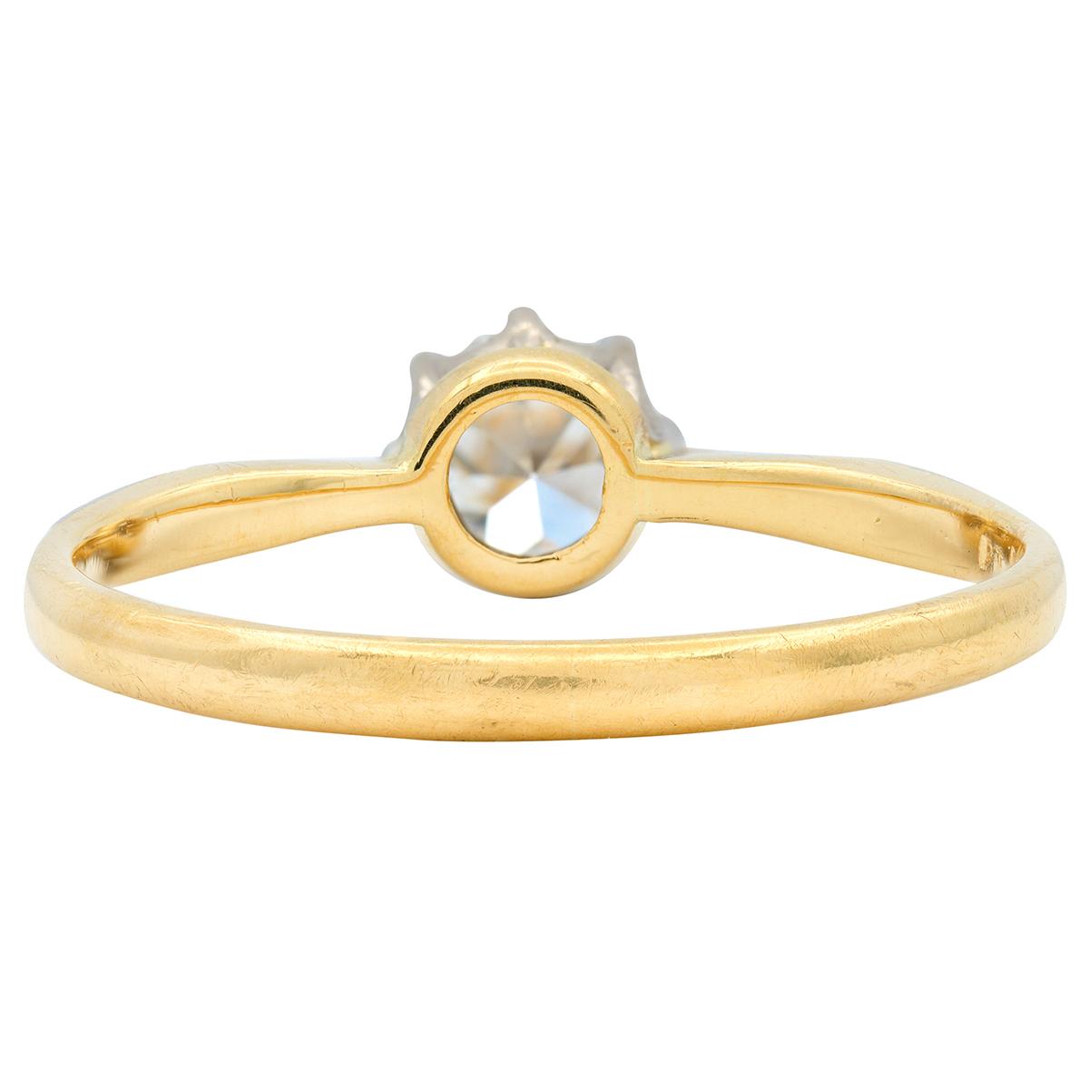Mid-Century 0.45 CT Diamond 18K Gold Platinum Vintage Solitaire Engagement Ring