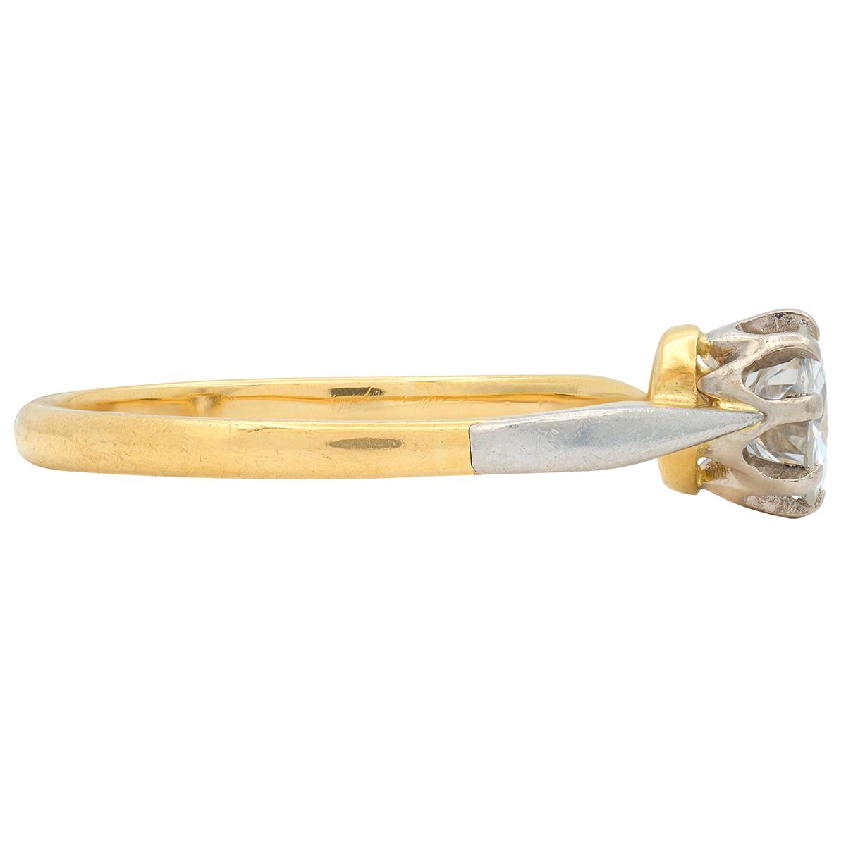 Mid-Century 0.45 CT Diamond 18K Gold Platinum Vintage Solitaire Engagement Ring