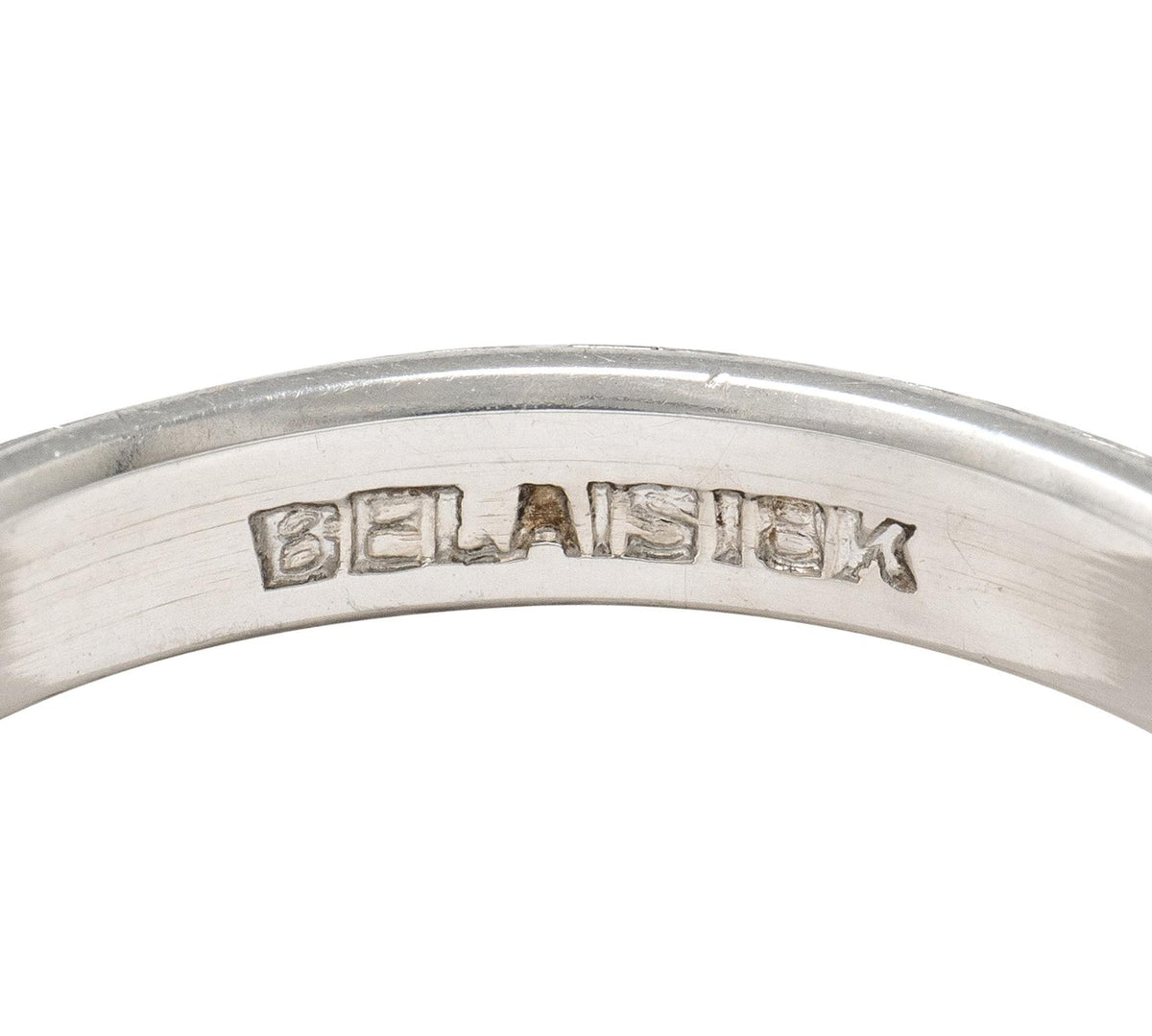 Belais Art Deco 18 Karat White Gold Vintage Orange Blossom Wedding Band Ring