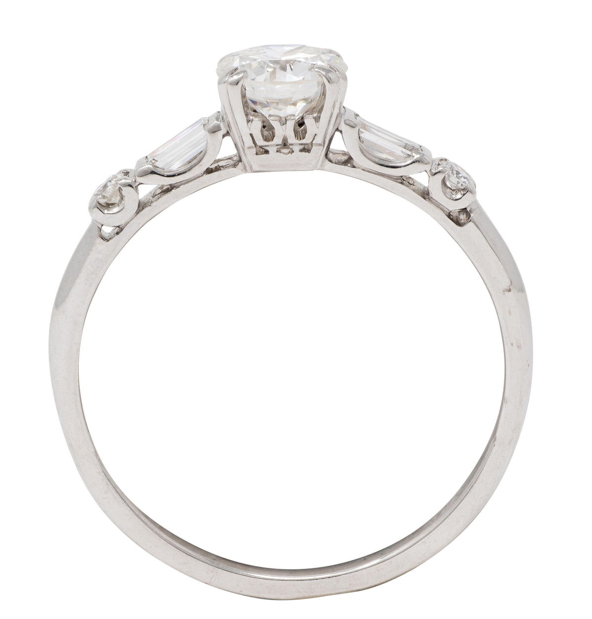 Mid-Century 0.85 CTW Transitional Cut Diamond Platinum Vintage Engagement Ring