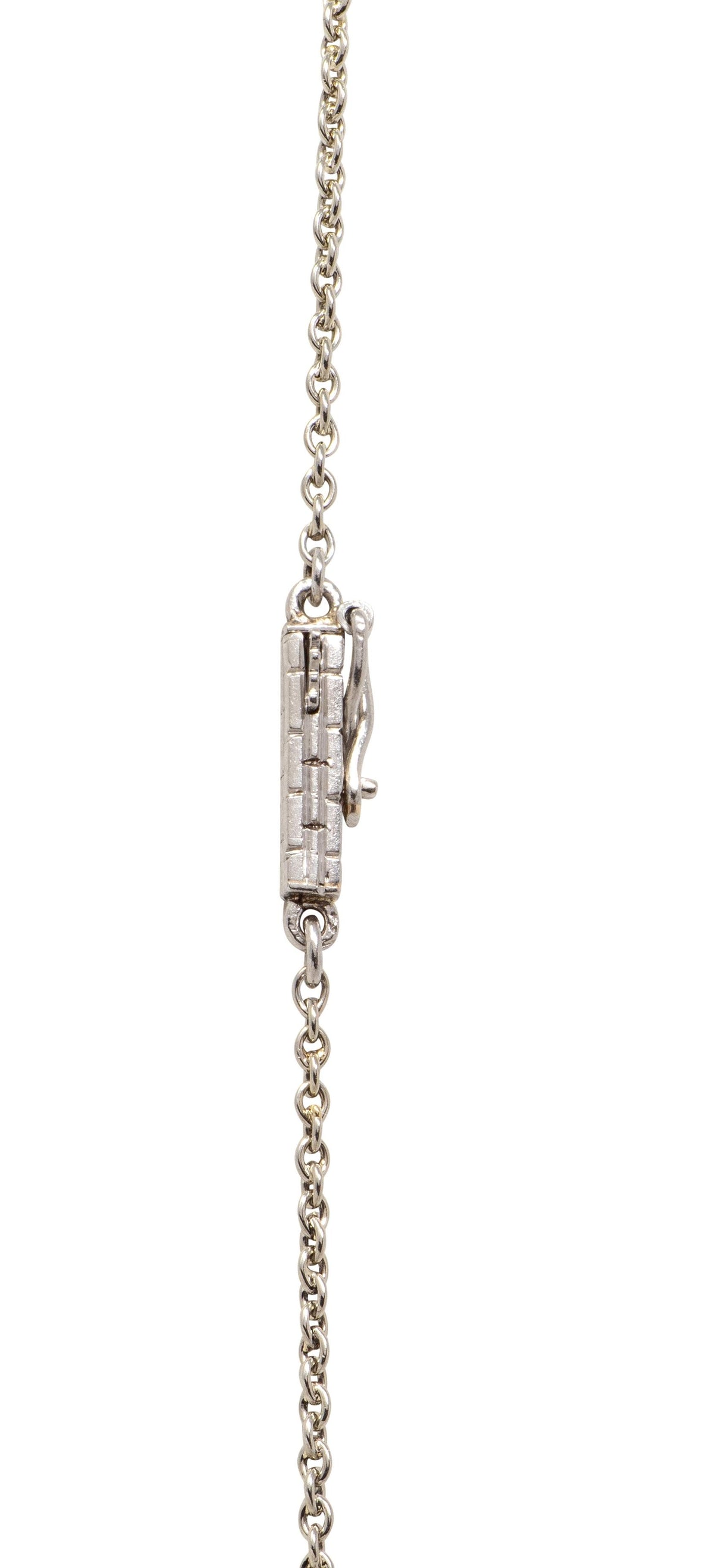 Art Deco Moonstone Diamond Onyx 14K Gold Platinum Vintage Pendant Necklace