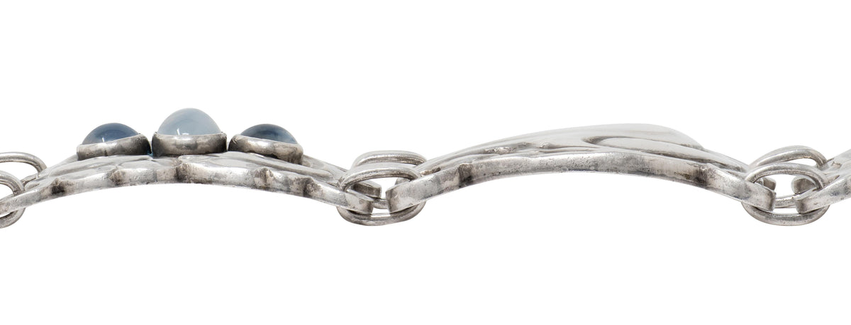 Georg Jensen Moonstone Sterling Silver Vintage Dove Link Bracelet No. 14