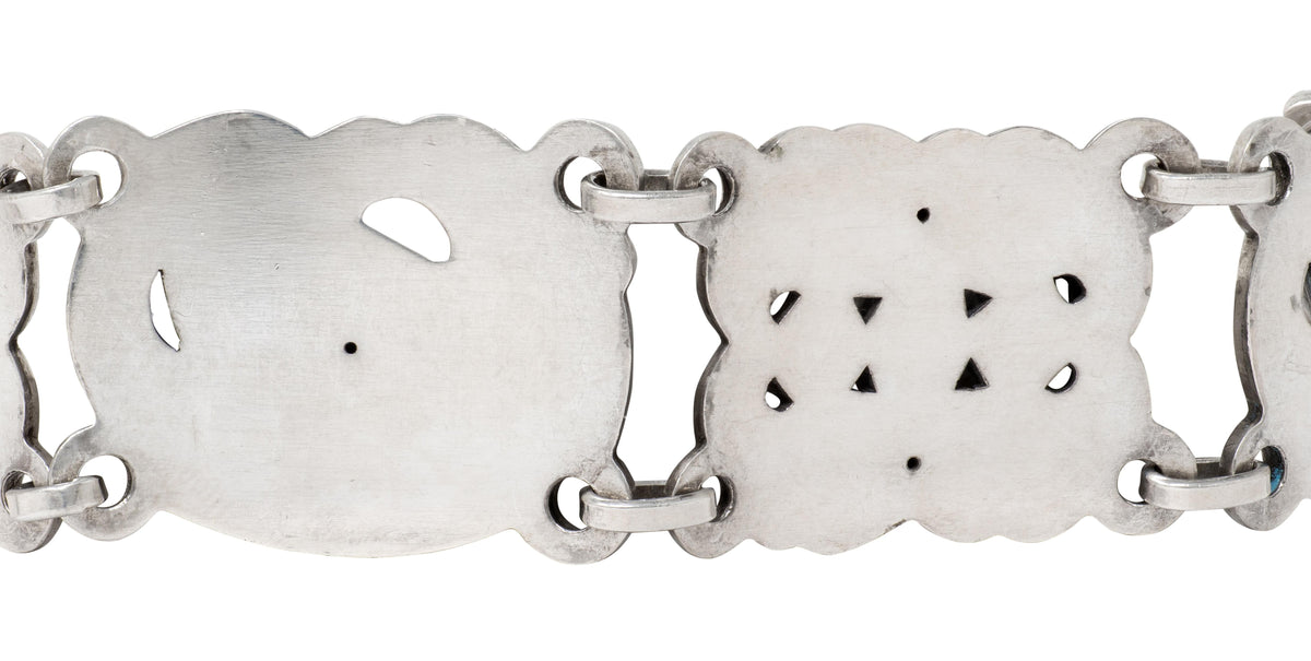 Georg Jensen Moonstone Sterling Silver Vintage Dove Link Bracelet No. 14