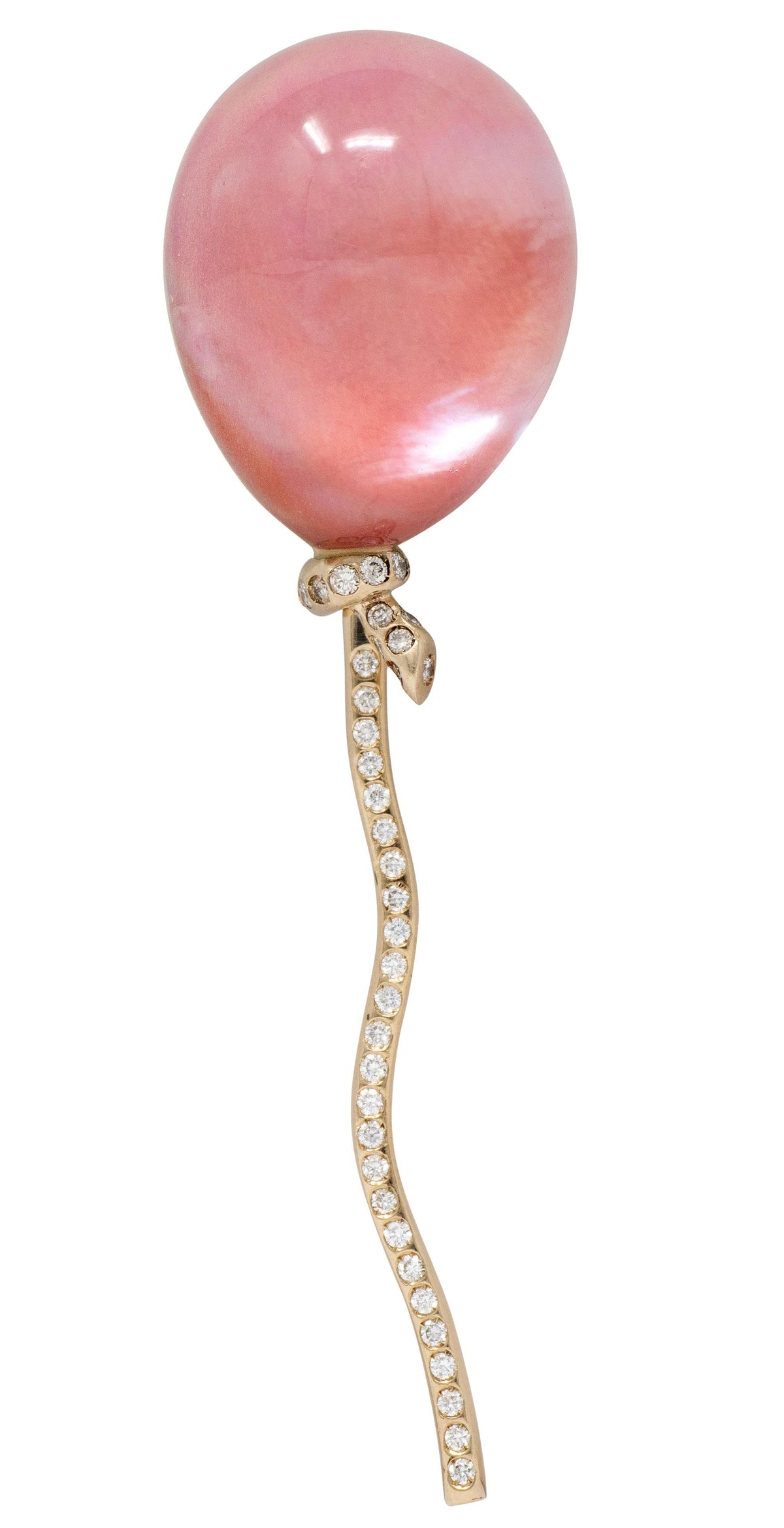 Vhenier Diamond Rock Crystal Quartz Coral 18K Gold Palloncino Balloon Brooch