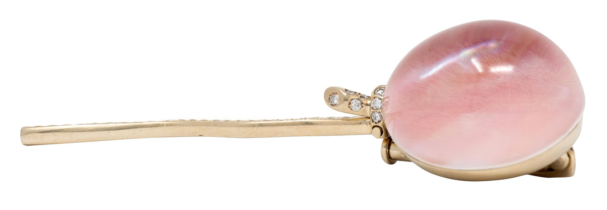 Vhenier Diamond Rock Crystal Quartz Coral 18K Gold Palloncino Balloon Brooch