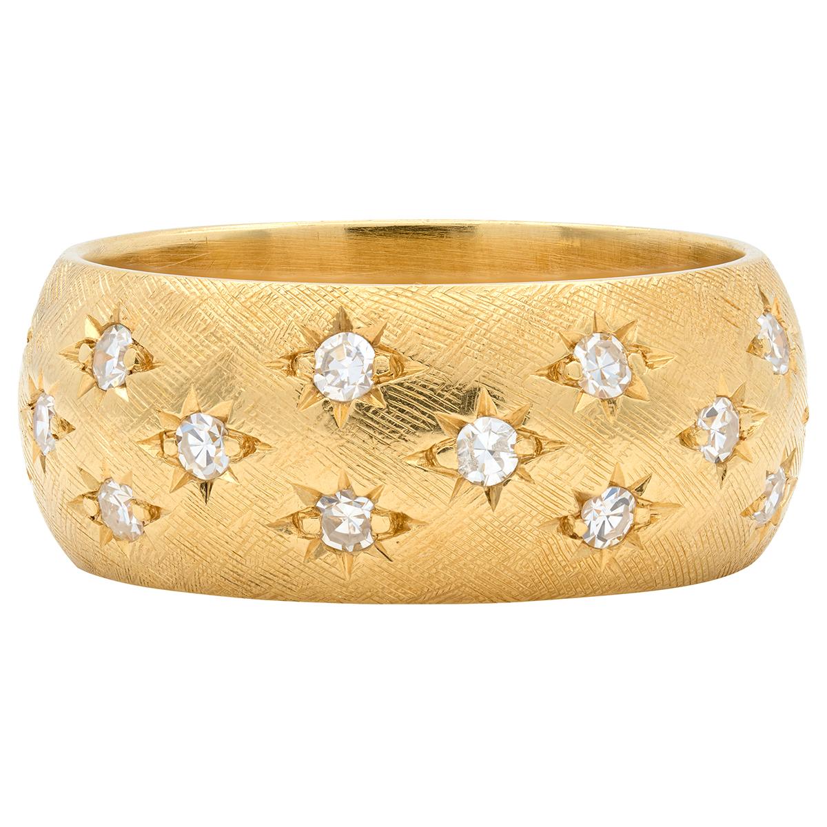 Mid-Century Diamond 18 Karat Yellow Gold Star Vintage Eternity Band Ring