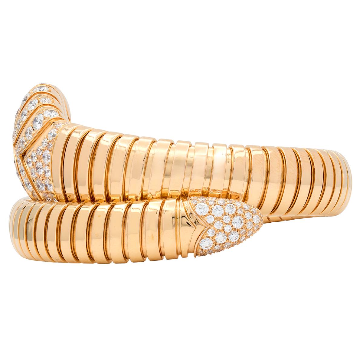Bulgari Diamond 18 Karat Rose Gold Serpenti Tubogas Wrap Bracelet