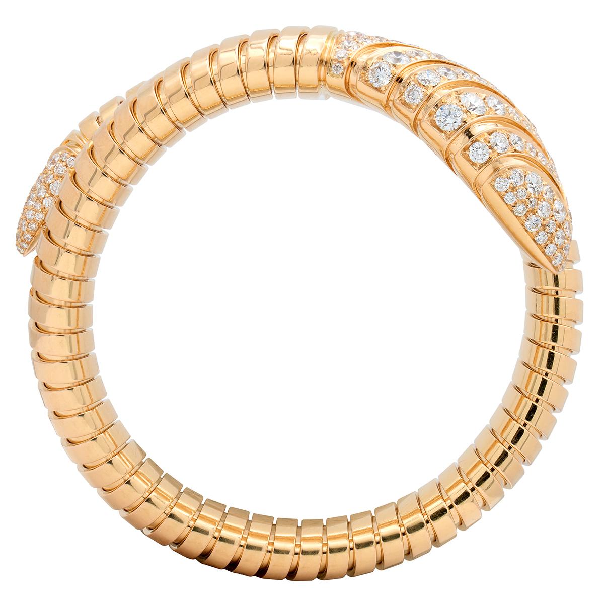 Bulgari Diamond 18 Karat Rose Gold Serpenti Tubogas Wrap Bracelet