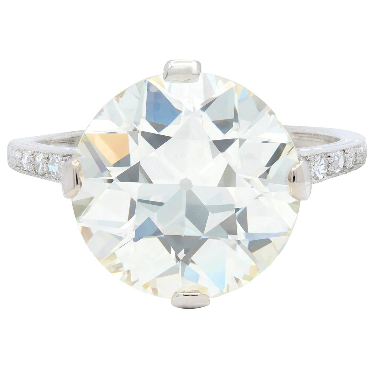 Art Deco Old European Diamond Platinum Scrolling Vintage Engagement Ring GIA