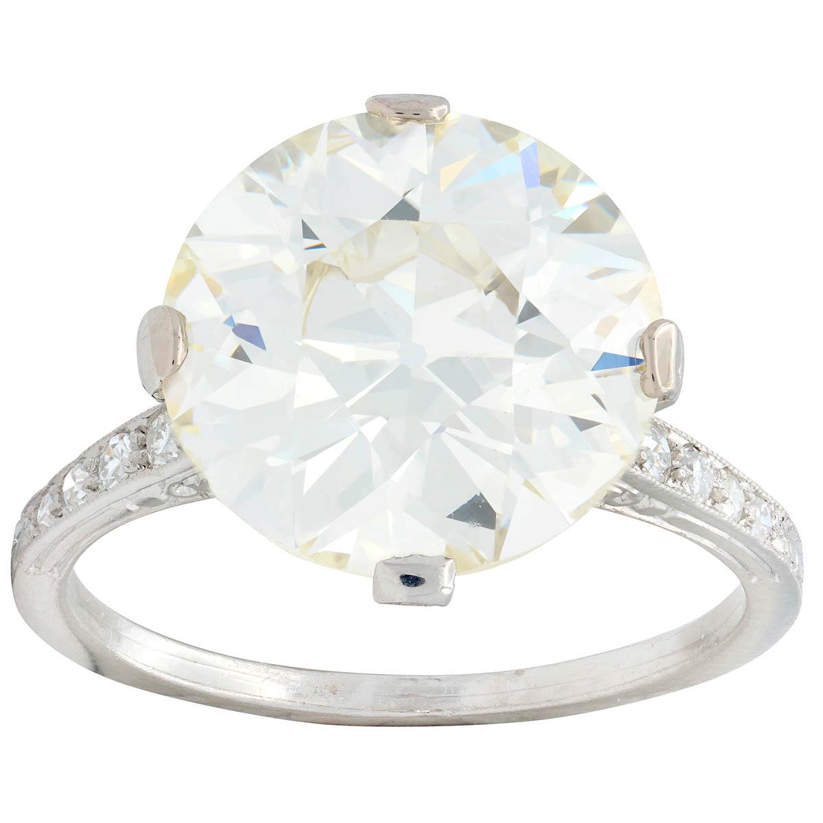 Art Deco Old European Diamond Platinum Scrolling Vintage Engagement Ring GIA