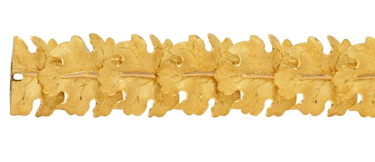 Buccellati 1970's 18 Karat Yellow Gold Vintage Maple Leaf Link Bracelet