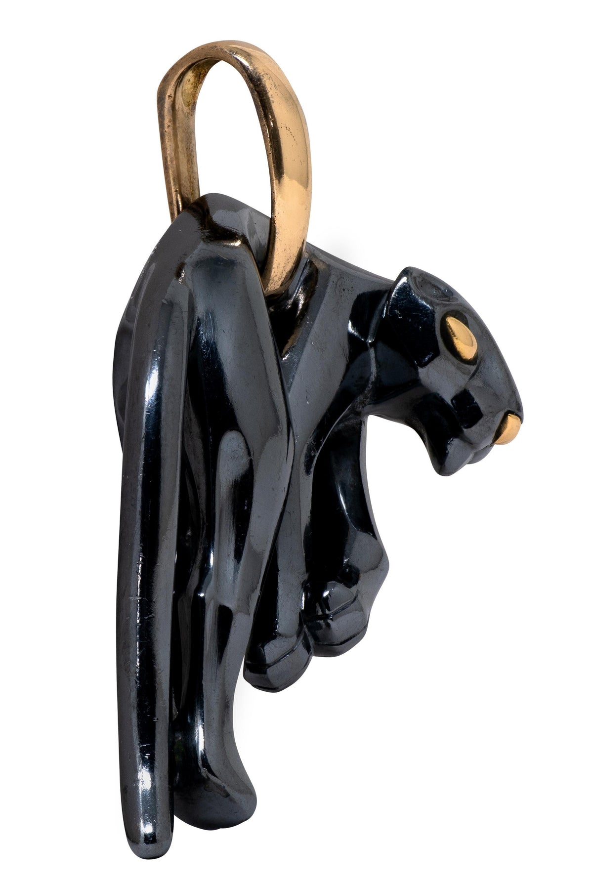 Cartier French 1990's 18K Gold Silver Vintage Hanging Pantheré Pendant