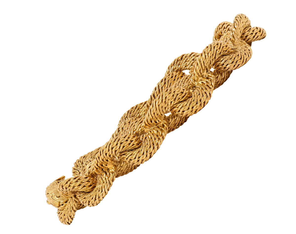 Bulgari Georges L'Enfant 1960's 18K Gold Vintage Woven Mesh Link Bracelet