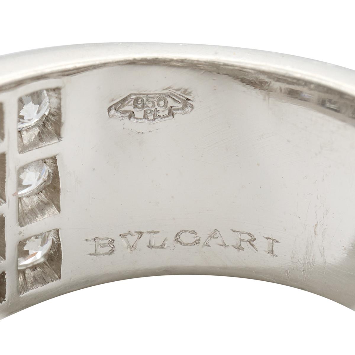 Bulgari 1950's 7.05 CTW Diamond Platinum Vintage Wide 1950's Band Ring