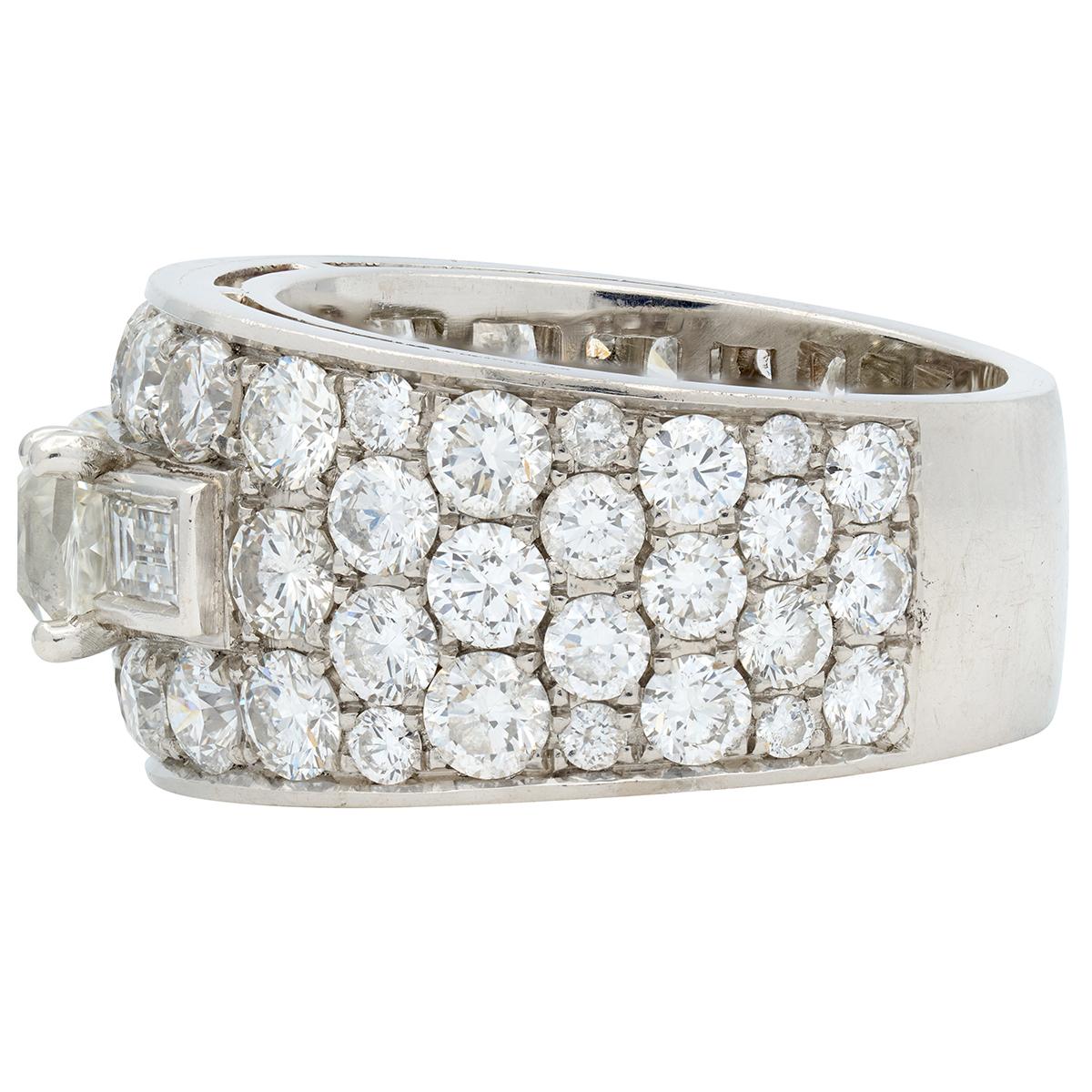 Bulgari 1950's 7.05 CTW Diamond Platinum Vintage Wide 1950's Band Ring