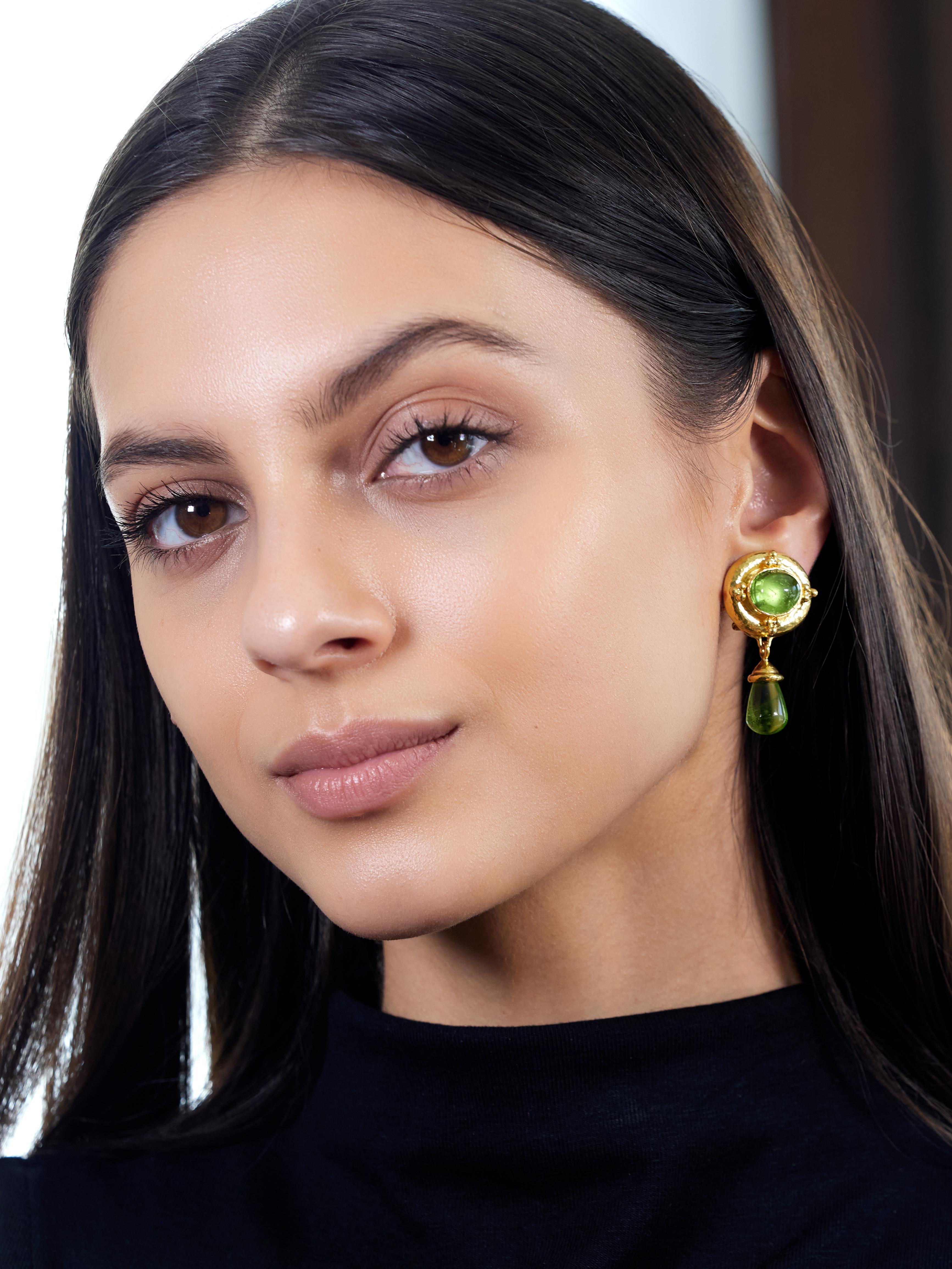 Elizabeth Locke Contemporary Peridot 19K Yellow Gold Day-To-Night Drop Earrings