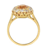 Victorian Fulmer 3.21 CTW Yellow Sapphire Diamond 14K Gold Antique Halo Ring