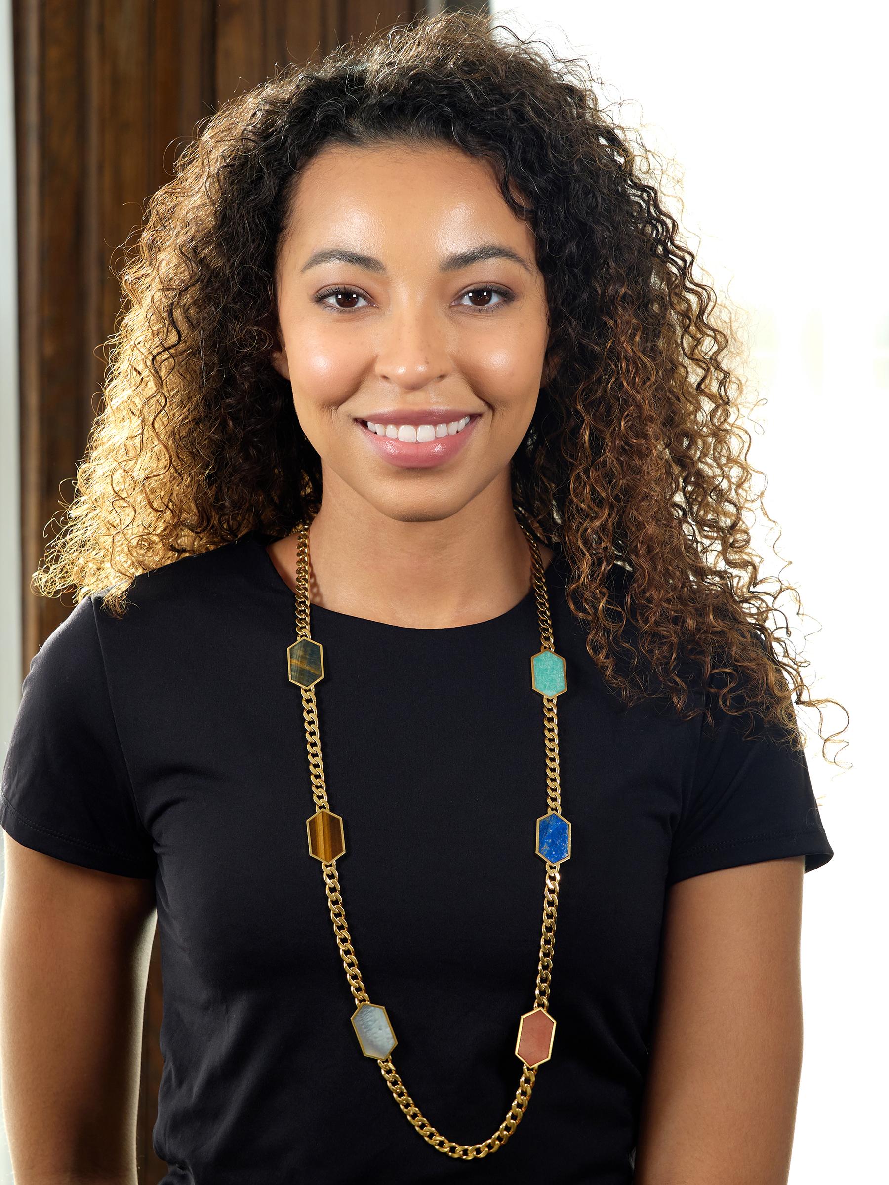 Bulgari 1970's Inlay Multi-Gem 18K Gold Vintage Curb Link Chain Floral Necklace