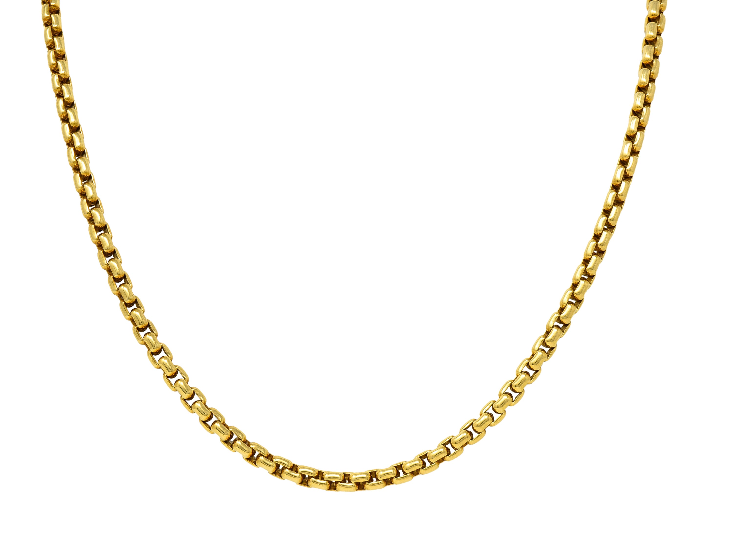 Tiffany & Co 1970's 18 Karat Yellow Gold Vintage Box Chain Necklace Wilson's Estate Jewelry