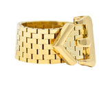 Retro 14 Karat Yellow Gold Meshed Vintage Belt Buckle Ring Wilson's Estate Jewelry