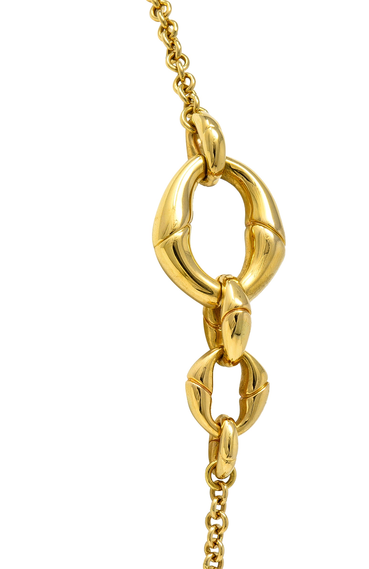 Gucci Contemporary 18 Karat Yellow Gold Bamboo Link Station Necklace Wilson's Estate Jewelry