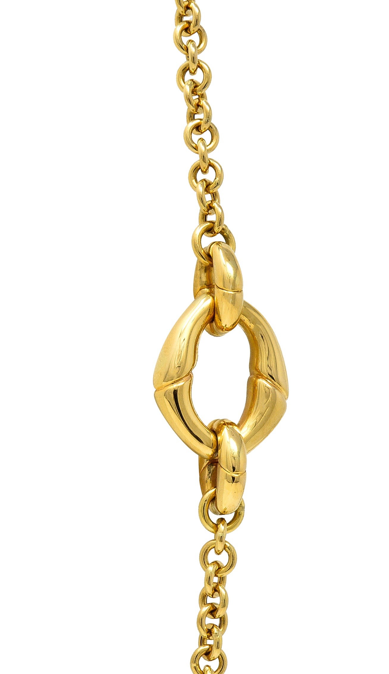 Gucci Contemporary 18 Karat Yellow Gold Bamboo Link Station Necklace Wilson's Estate Jewelry