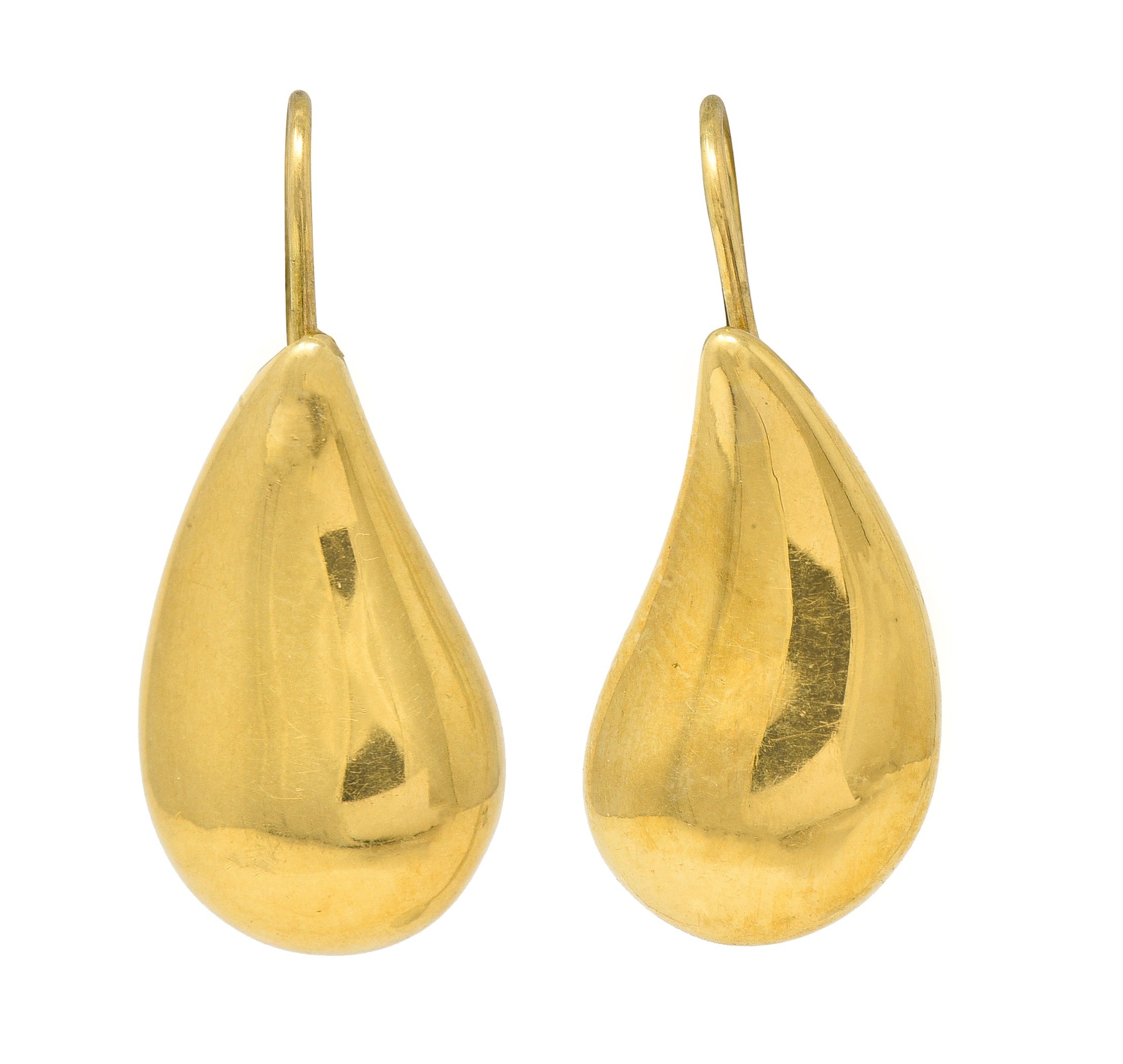 Elsa Peretti Tiffany & Co. 18 Karat Yellow Gold Teardrop Vintage Earrings Wilson's Estate Jewelry