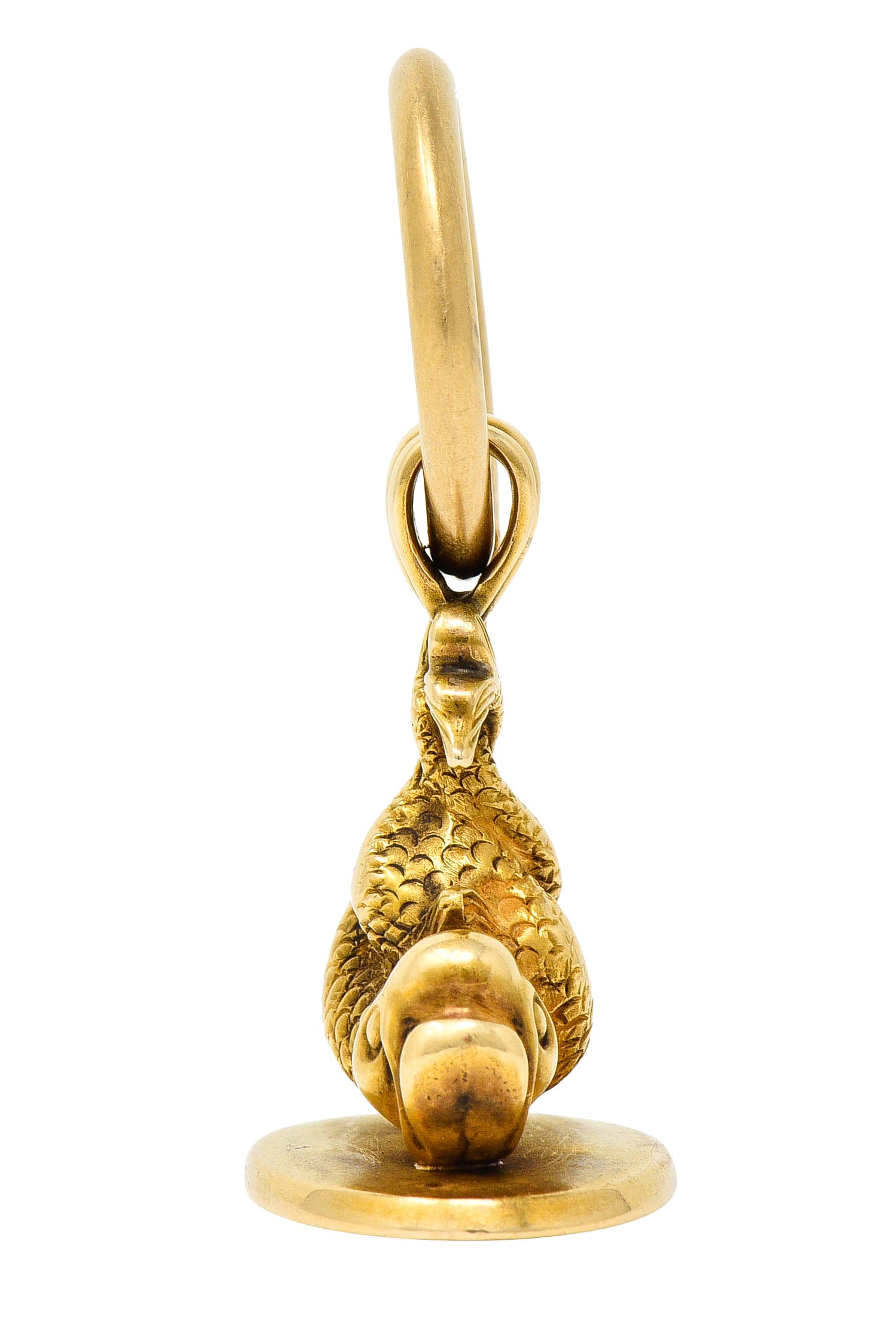 Victorian 14 Karat Yellow Gold Entwined Fish Antique Pisces Zodiac 'S' Fob Pendant Wilson's Estate Jewelry